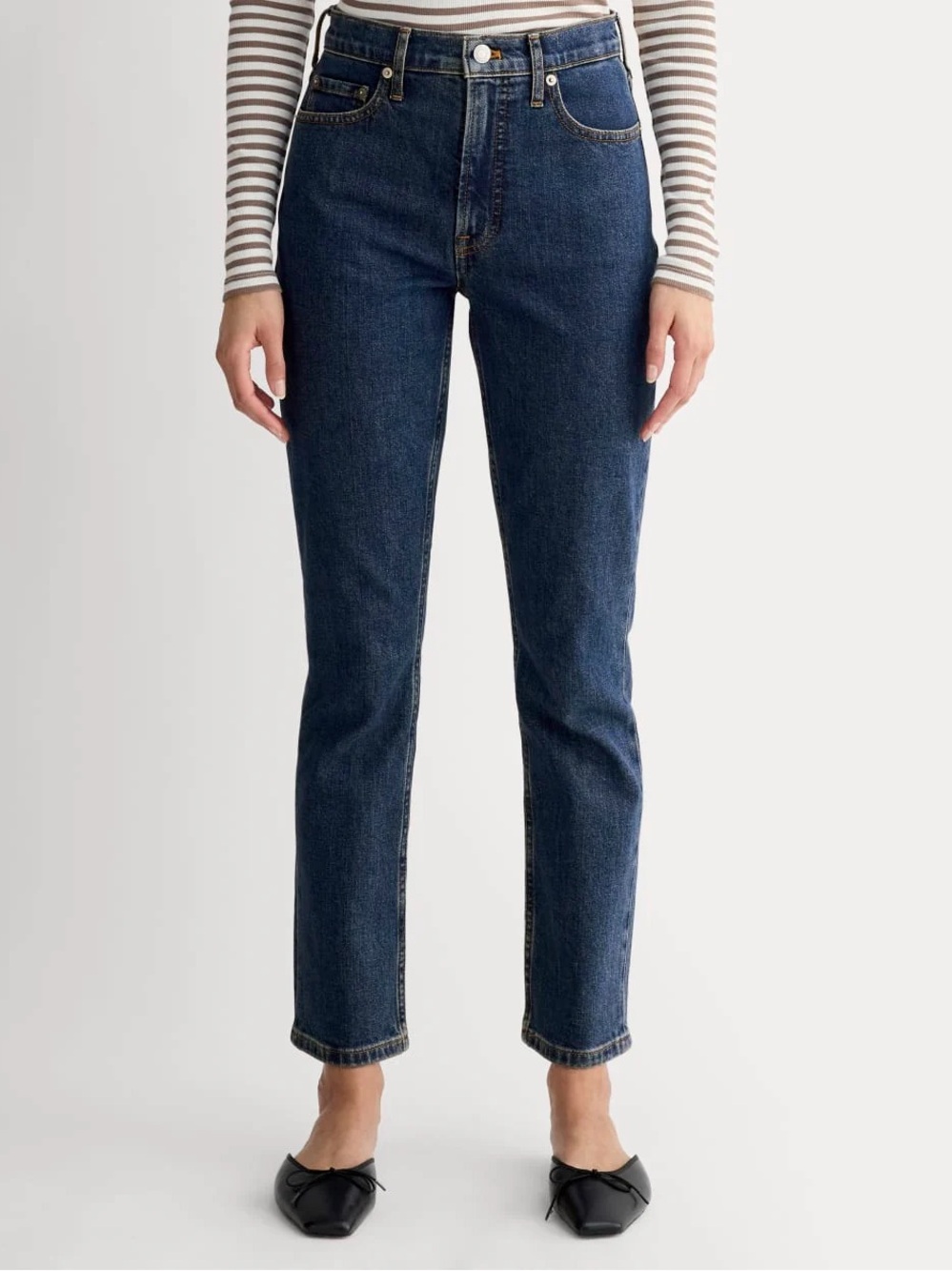 Everlane The Original Cheeky Jean Deep Blue 25s High Rise Slim Straight Nwot View 3